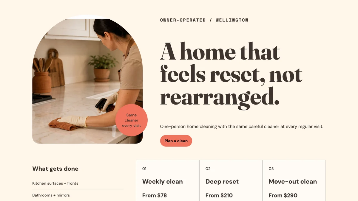 TidyKind Home Cleaning官网案例首页