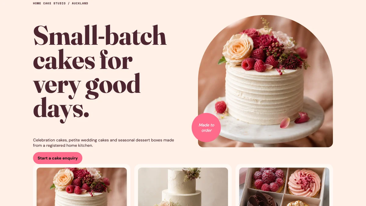 Crumb & Petal Cakes官网案例首页